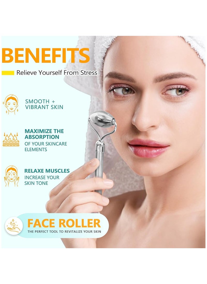 Generic 2 Pack Stainless Steel Gua Sha and Face Rollers Face Body Treatment Reduce Puffiness Facial Tension Gua Sha Tool Easy to Clean for Massage Skin for Face Eyes Neck Body  - Image 3