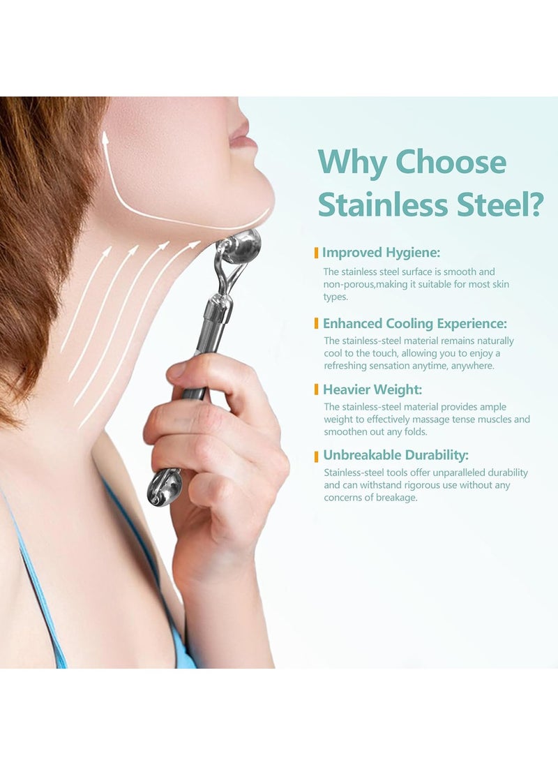 Generic 2 Pack Stainless Steel Gua Sha and Face Rollers Face Body Treatment Reduce Puffiness Facial Tension Gua Sha Tool Easy to Clean for Massage Skin for Face Eyes Neck Body  - Image 4
