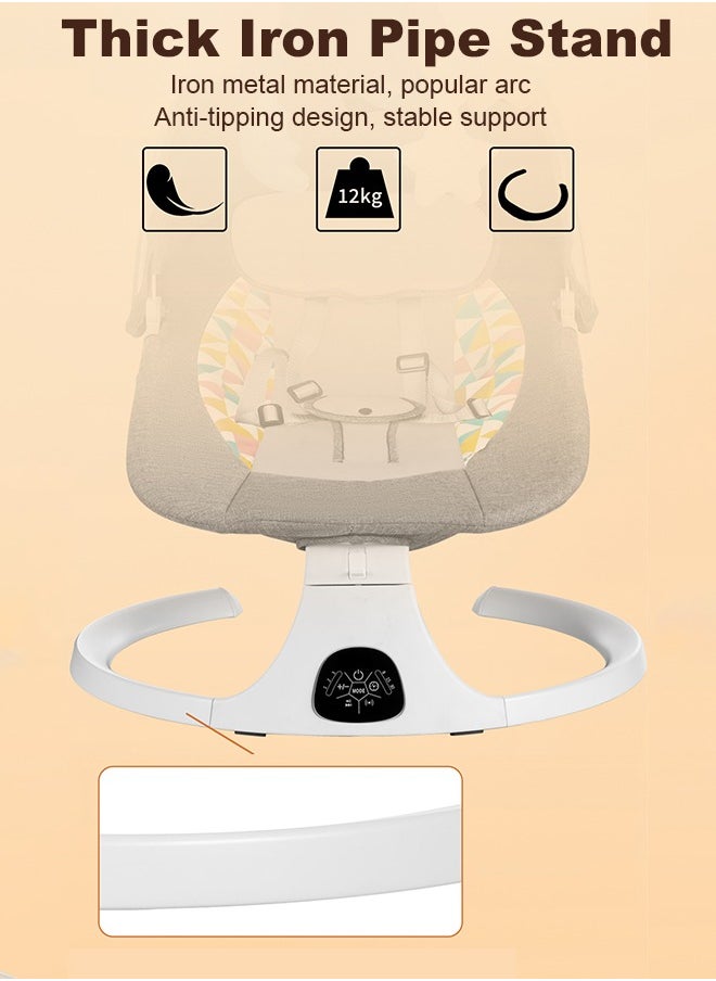 Bolivia's - Electric Baby Rocker with Bluetooth & Remote Control - 0-36 Months Baby Swing  , 5 Sway Speeds 3 Seat Positions, Safe Portable Bouncer Chair with  Bluetooth Touch Screen for Newborn to Toddler, 10 Preset Lullabies 5-Point Carabiner (Grey) - Image 1