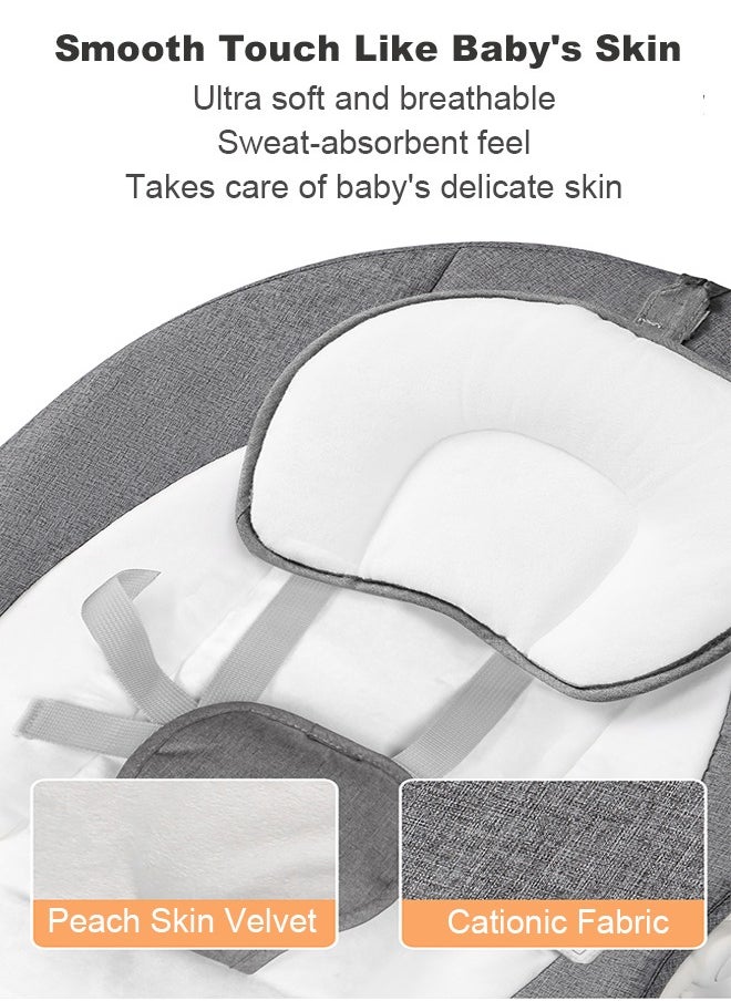 Bolivia's - Electric Baby Rocker with Bluetooth & Remote Control - 0-36 Months Baby Swing  , 5 Sway Speeds 3 Seat Positions, Safe Portable Bouncer Chair with  Bluetooth Touch Screen for Newborn to Toddler, 10 Preset Lullabies 5-Point Carabiner (Grey) - Image 1