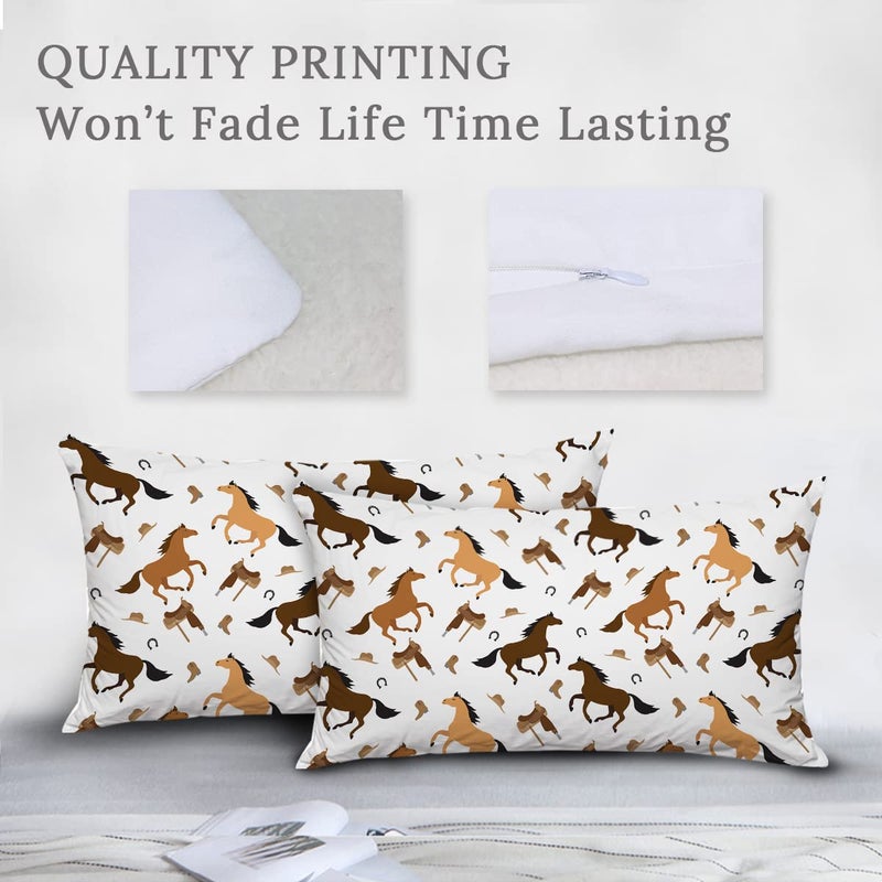 ARIGHTEX Horse Pillow Cases Kids Girls Horse Pillowcases Cute Horse Pillow Covers Watercolor Brown Horse Print Pillow Covers (Standard (20"" x 26"") Set of 2) - Image 5