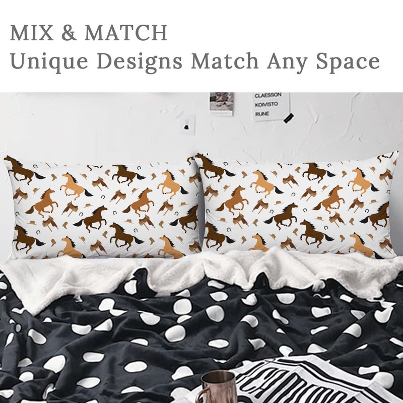 ARIGHTEX Horse Pillow Cases Kids Girls Horse Pillowcases Cute Horse Pillow Covers Watercolor Brown Horse Print Pillow Covers (Standard (20"" x 26"") Set of 2) - Image 2