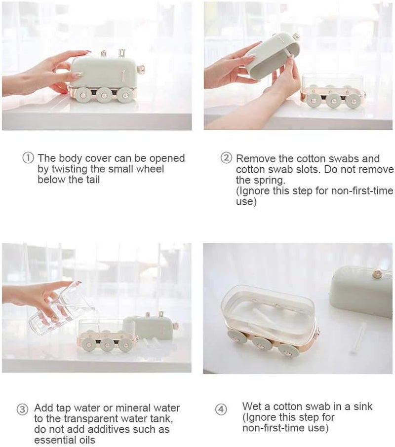 klarako 300ml Vintage Desktop Humidifier, Train Shape Literary Style Small Humidifier for Office and Home(Green) - Image 2