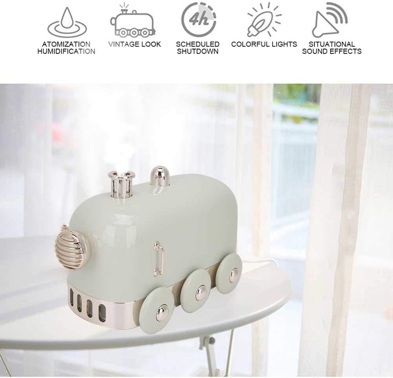 klarako 300ml Vintage Desktop Humidifier, Train Shape Literary Style Small Humidifier for Office and Home(Green) - Image 3