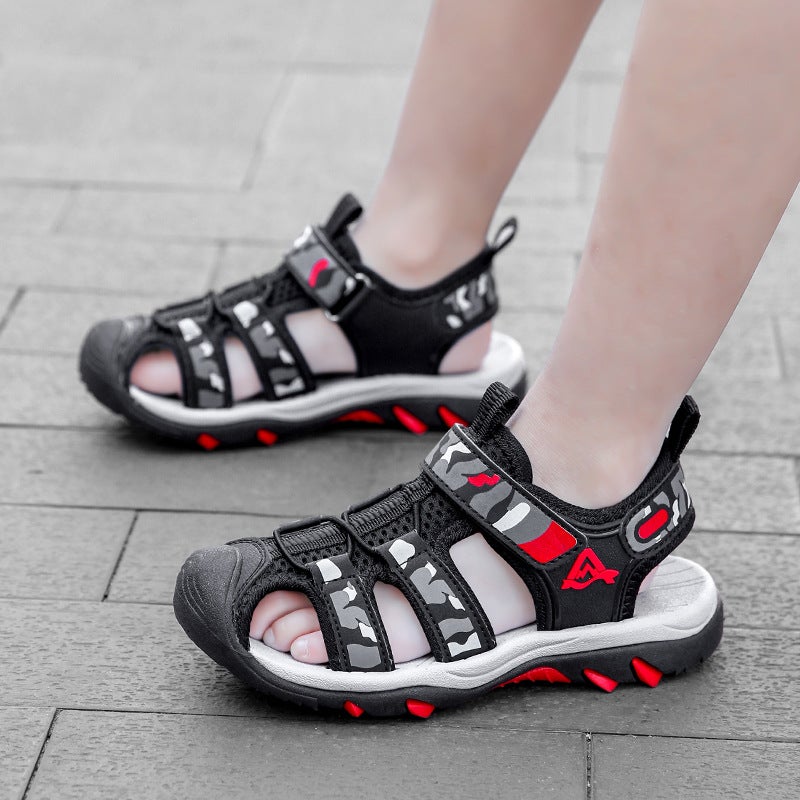 Children'S Beach Shoes Sandals Summer Style Breathable And Wear-Resistant Toe-Cap Sandals Boys Soft Sole Non-Slip Outdoor - Image 4