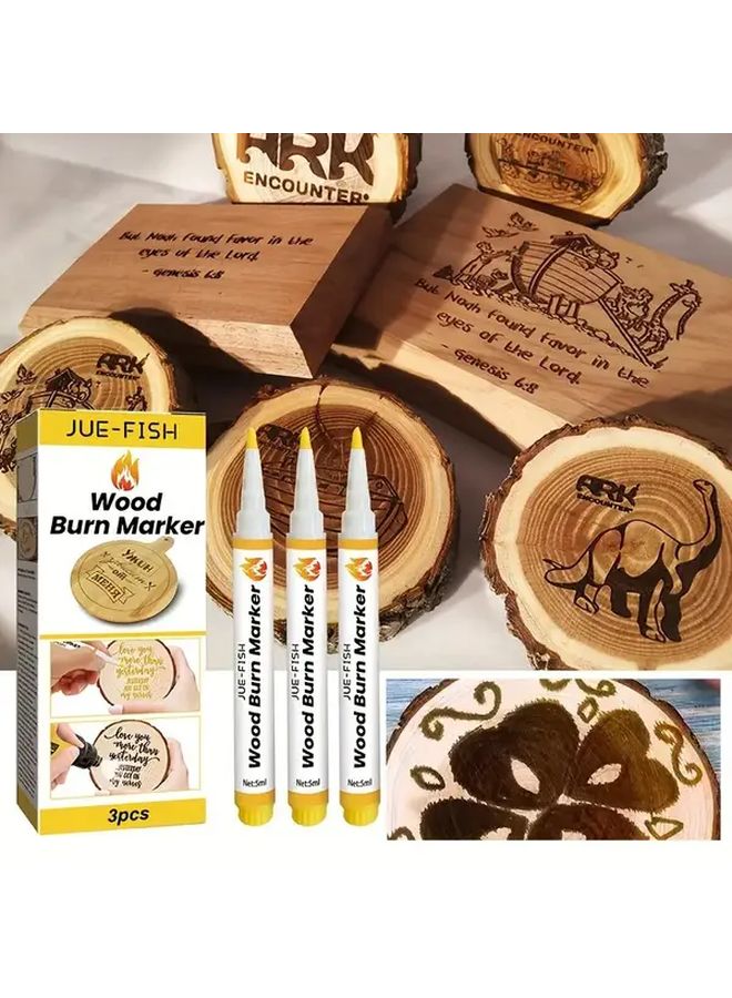 3 Pack White Non Electric Wood Burning Markers Sharp Tip Pyrography Pens - Image 2