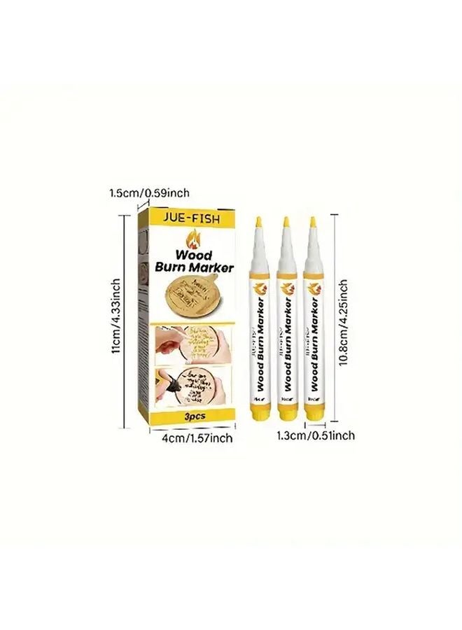 3 Pack White Non Electric Wood Burning Markers Sharp Tip Pyrography Pens - Image 3