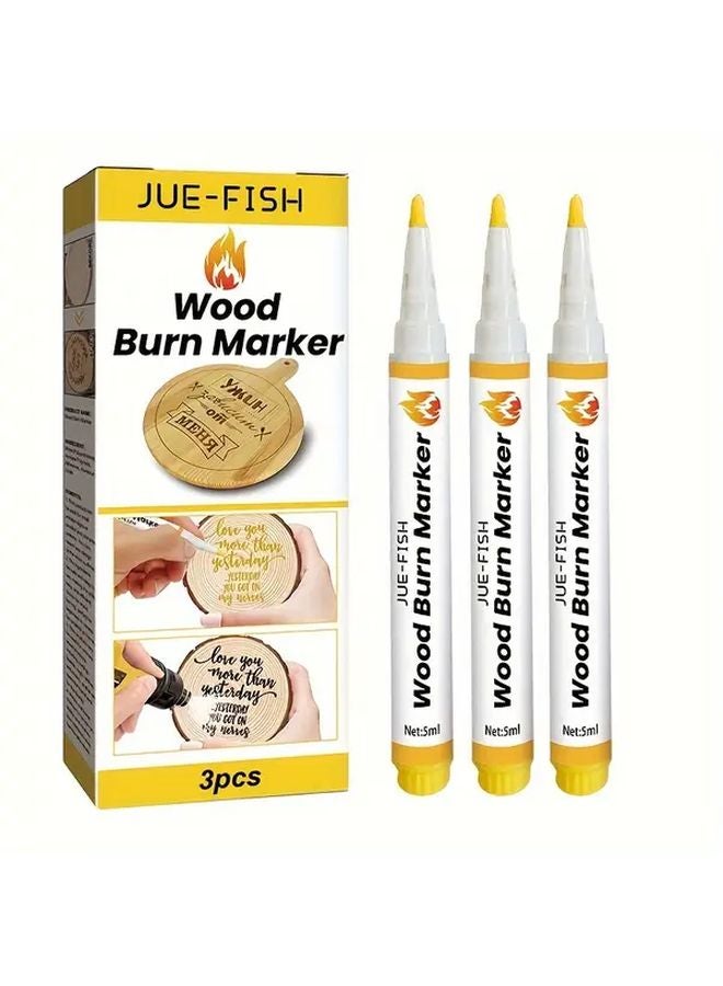 3 Pack White Non Electric Wood Burning Markers Sharp Tip Pyrography Pens - Image 1