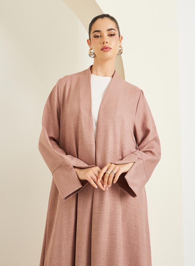 Amirah Women Pink Front Open Slit Sleeve Abaya - Image 2