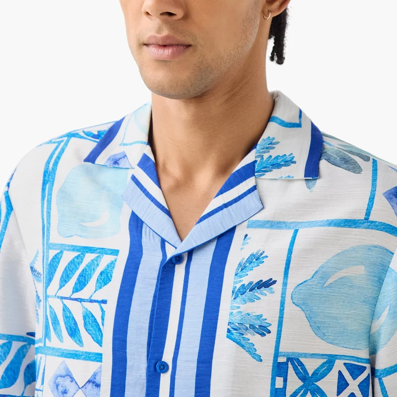 Lee Cooper  Lee Cooper All-Over Print Camp Collar Shirt for Men | Best Price UAE