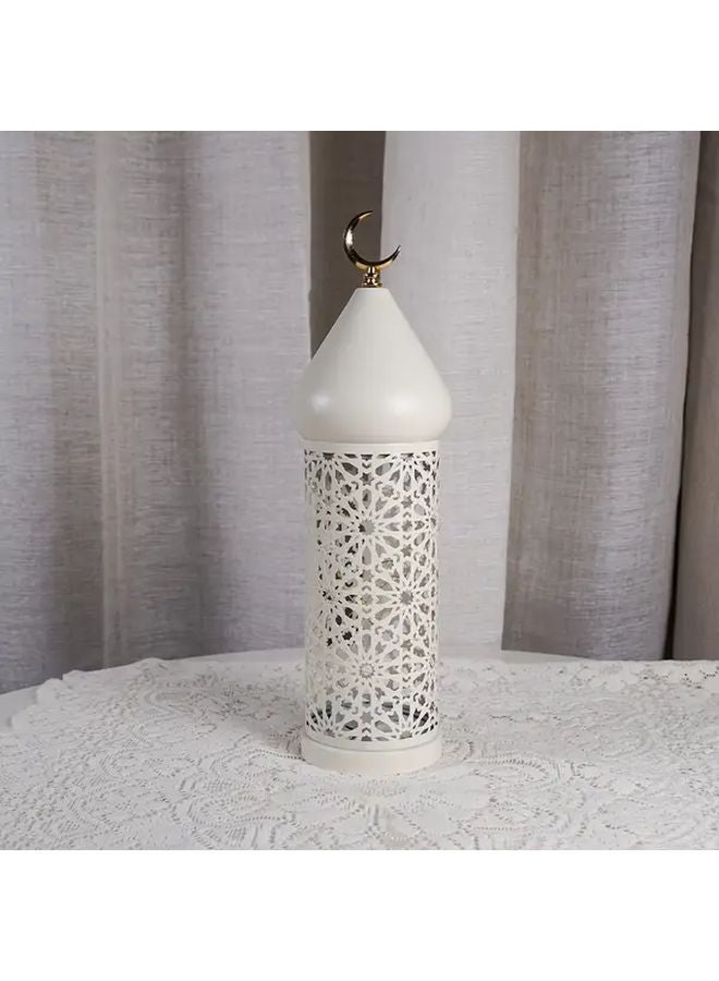 فانوس معدني زخرفي بإضاءة LED بتصاميم مقطوعة متقنة، يعمل بالبطارية، زينة منزلية للطاولات مناسبة لرمضان والأعراس وديوالى بإضاءة بيضاء دافئة - Image 1