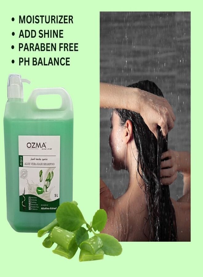 OZMA PROFESSIONAL OZMA Moisturizing Hair Shampoo Improved Formula | Cleansing and Energizing | For ALL Hair Types Aloe Vera Extract 5L - Image 3