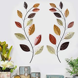 Asense Tree Leaf Metal Wall Art Sculptures Home Decor Life Decoration Set of 2 - Image 1