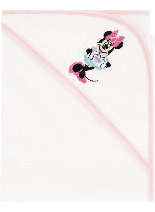 Disney Cudlie Baby Girl Minnie Mouse 2 Pack Rolled/Carded Hooded Towels in Tiny Stripe Print - Image 2