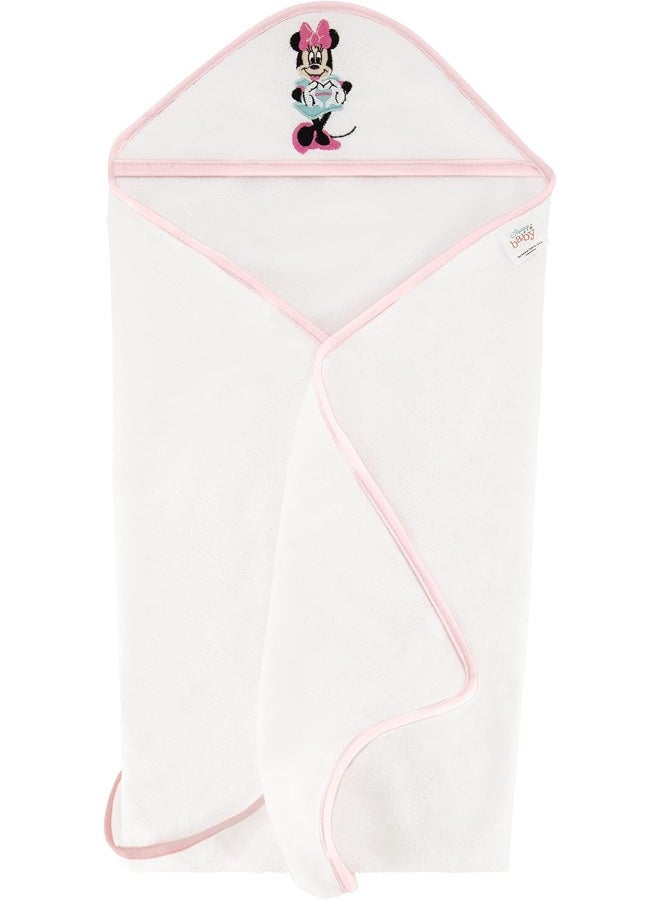 Disney Cudlie Baby Girl Minnie Mouse 2 Pack Rolled/Carded Hooded Towels in Tiny Stripe Print - Image 4