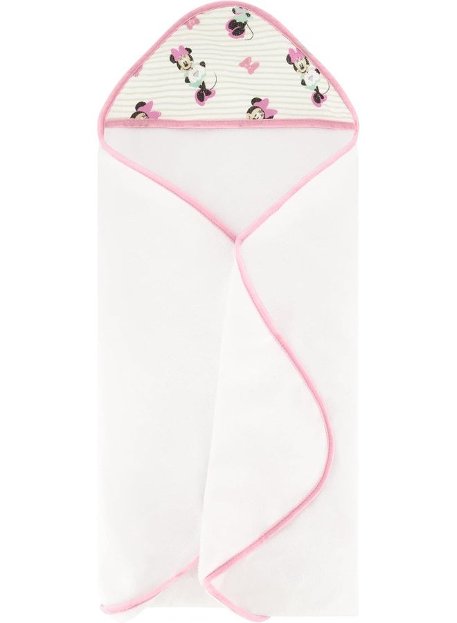 Disney Cudlie Baby Girl Minnie Mouse 2 Pack Rolled/Carded Hooded Towels in Tiny Stripe Print - Image 5