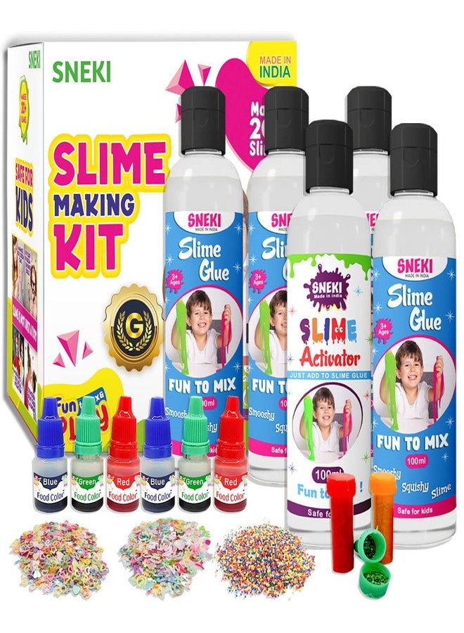 SNEKI(Make 20+ Slimes) Clear Scented DIY Magic Toy Slimy Slime Activator Glue Gel Jelly Putty Making kit Set Toy for Boys Girls Kids Slime Activator Making Kit 4 Slime Glue 1 Activator - Image 2