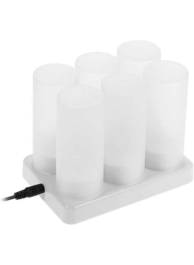 The Bros مجموعة من 6 شموع LED ملونة قابلة لإعادة الشحن مع تحكم عن بعد وأكواب مصقولة وقاعدة شحن للحفلات والمناسبات والأعراس - Image 1