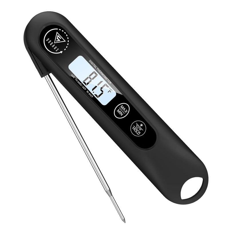Digital Meat Thermometers, Instant Read Food Thermometers with Backlight LCD Screen, Foldable Long Probe & Auto On/Off, Grill Thermometer, BBQ Thermometer for Kitchen, BBQ, Water, Milk, Cooking