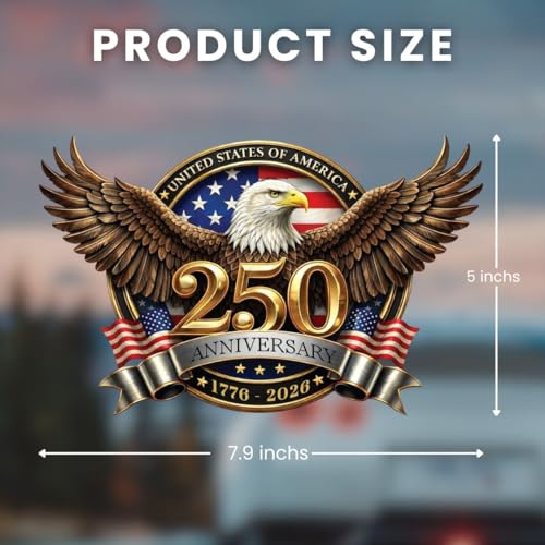 KATINAT 2pcs 250th Anniversary USA Car Decal Sticker, USA Patriotic 4th of July 1776–2026 Vinyl for Car, Truck, Window, Laptop, 250 Years American Independence Bumper Stickers - Image 3