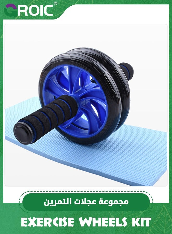 GROIC مجموعة عجلات آب رولرز، مجموعة أسطوانة البطن لتدريب القوة الأساسية لعجلة التمرين مع شريط دفع لأعلى، وحصيرة للركبة، وحبل القفز ومقبض اليد، وبكرات تدريب عضلات البطن، ومعدات اللياقة البدنية المنزلية - Image 4