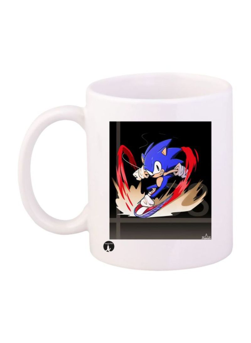 Sonic Video Game Printed Mug White/Grey/Black Standard Size