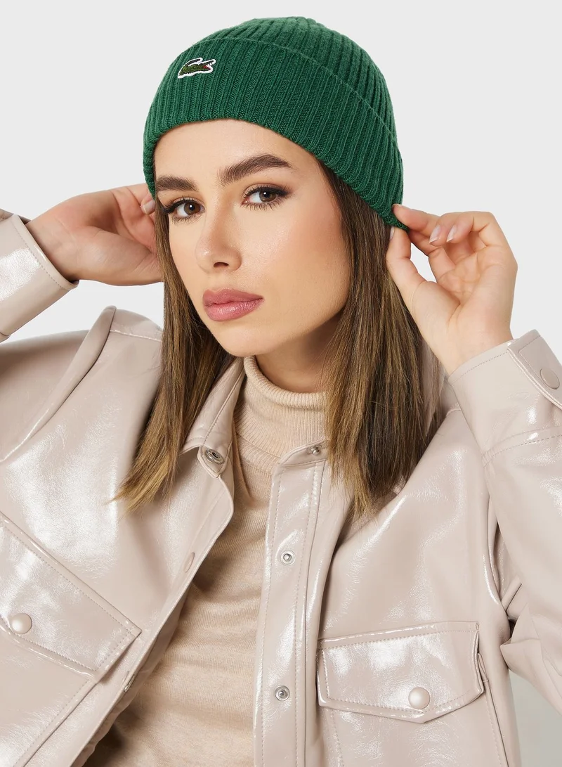 LACOSTE Logo Printed Knitted Cap