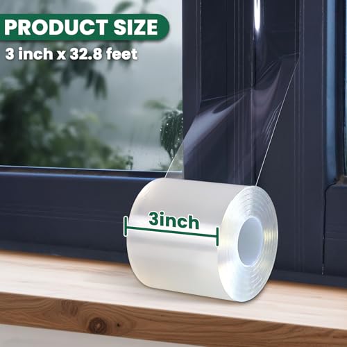 YINTTIAN Window Sealing Tape, Window AC Insulation Sealing Around Frame Draft, 3 inch X 33 FT, Blocker for Cold Heat Air, Waterproof Tape for Repair, Heavy Duty No Residue (Clear) - Image 2
