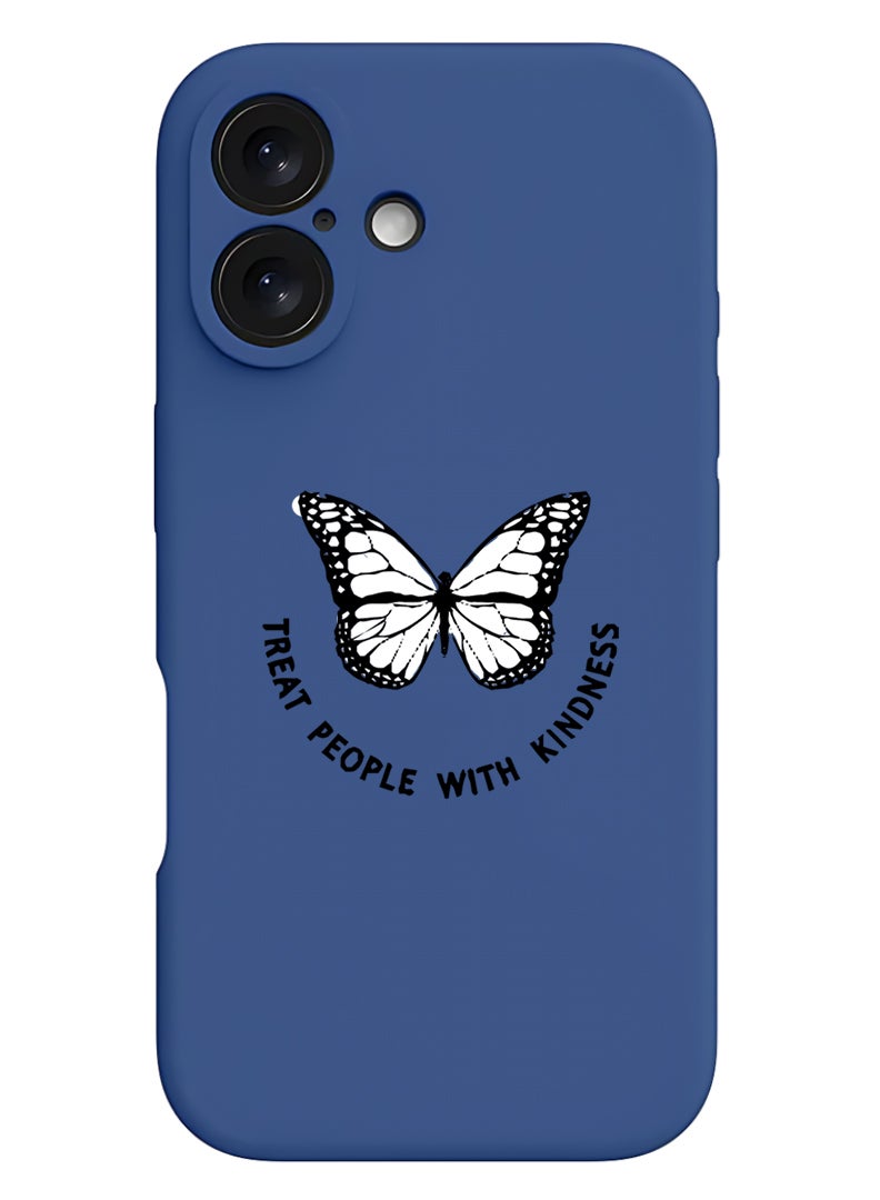 Theodor Protective Slim Fit Case Liquid Silicone Cover with Full Body Protection Anti-Scratch Shockproof Case For Apple iPhone 17 (Blue) Treat people with kindness-01 - Image 1