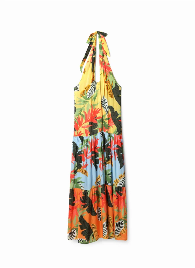 DESIGUAL Tropical Halter Neck Maxi Dress