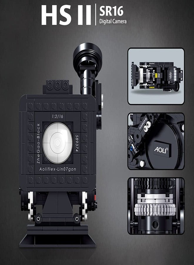 أن.سي كاميرا NC Uvini، ألعاب STEM DIY، مجموعة مكعبات بناء، أفضل هدية للبالغين والمراهقين، نموذج قابل للتجميع، كاميرا قديمة الطراز قابلة للبناء، 608 قطعة - Image 3