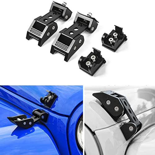 Brangstak Stainless Steel Latch Hood Capture Kit for 2007-2018 Jeep Wrangler JK JKU and 2018-2022 Jeep Wrangler JLJLU Gladiator 2-Door and 4-Door (Black) - Image 1