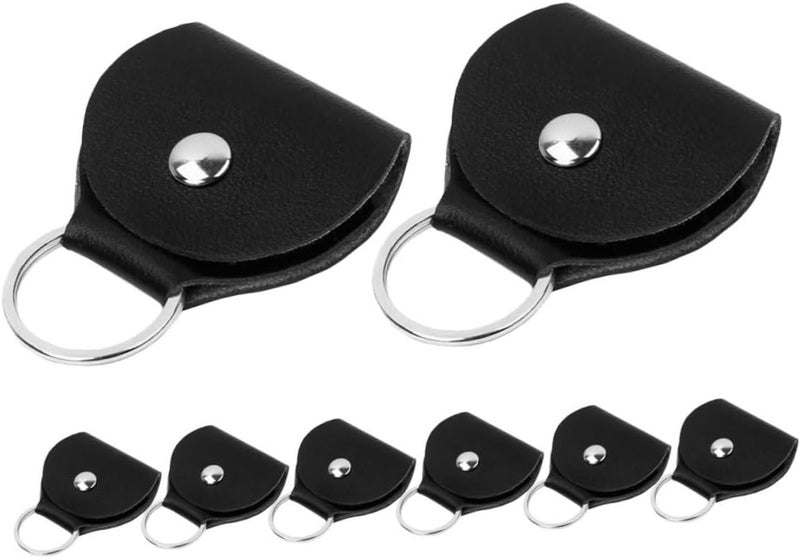 Abaodam Pu Leather Guitar Pick Holder Case with Keyring, 8pcs Plectrum Storage Organizer Bag for Guitarists, Compact Portable Pick Holder for Travel and Daily Use - Image 1