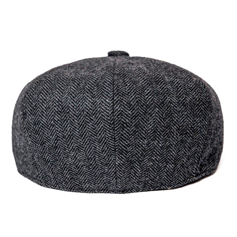 JANGOUL Men Wool Blend 8 Panel Newsboy Cap Tweed Cabbie Hat Snap Brim (Herringbone Grey, 7 3/8) - Image 5