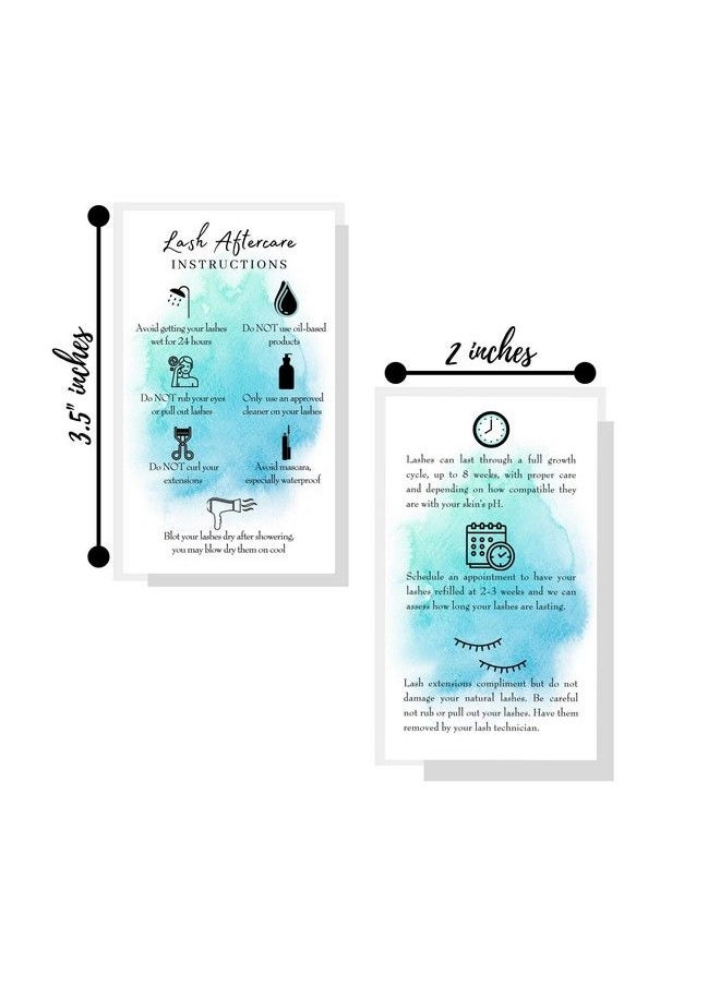 Boutique Marketing LLC Lash Extension Aftercare Instructions Cards | 50 Pack | Double Sided Size 3.5 X 2" Inches After Care (23 Week Fillers) | Blue Watercolor With Icons Design  - Image 4