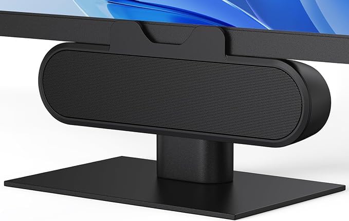 Plyee Audio Monitor Speakers, Computer Speakers for Desktop PC, USB Speaker with Integrated USB A Type C Connector, Easily Clamp to Monitors, 10W(Black) - Image 1