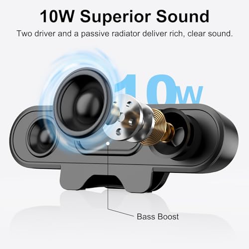 Plyee Audio Monitor Speakers, Computer Speakers for Desktop PC, USB Speaker with Integrated USB A Type C Connector, Easily Clamp to Monitors, 10W(Black) - Image 3
