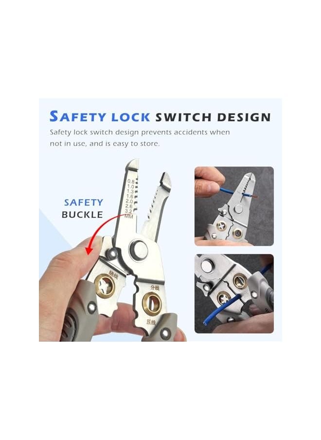 PROMASS promass Special Wire Stripper for Electrician, 6 in 1 Multifunction Wire Pliers Tool for Electric Cable Stripping Cutting Cable Stripper and Crimping  - Image 2