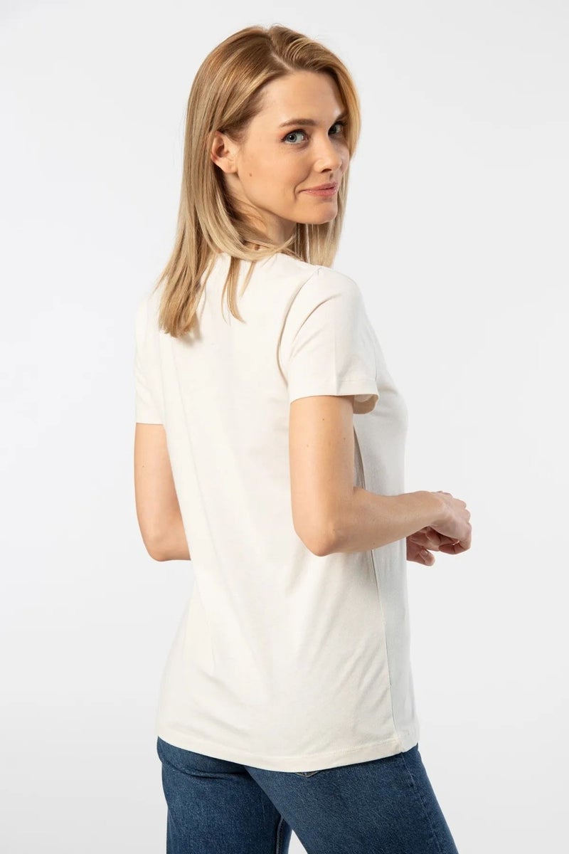 WT-Shirt Milano Women Short Sleeve V Neck Basic T-Shirt-Beige