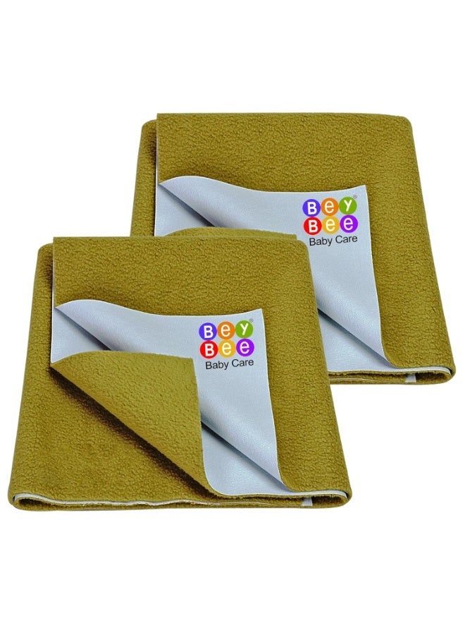 Bey Bee BeyBee Non-Toxic Quick Dry Sheet for New Born Baby|Anti-Piling Soft Fleece Bed Protector|Waterproof Extra Absorbent Mattress Protector  (Gold, Small) - Image 1