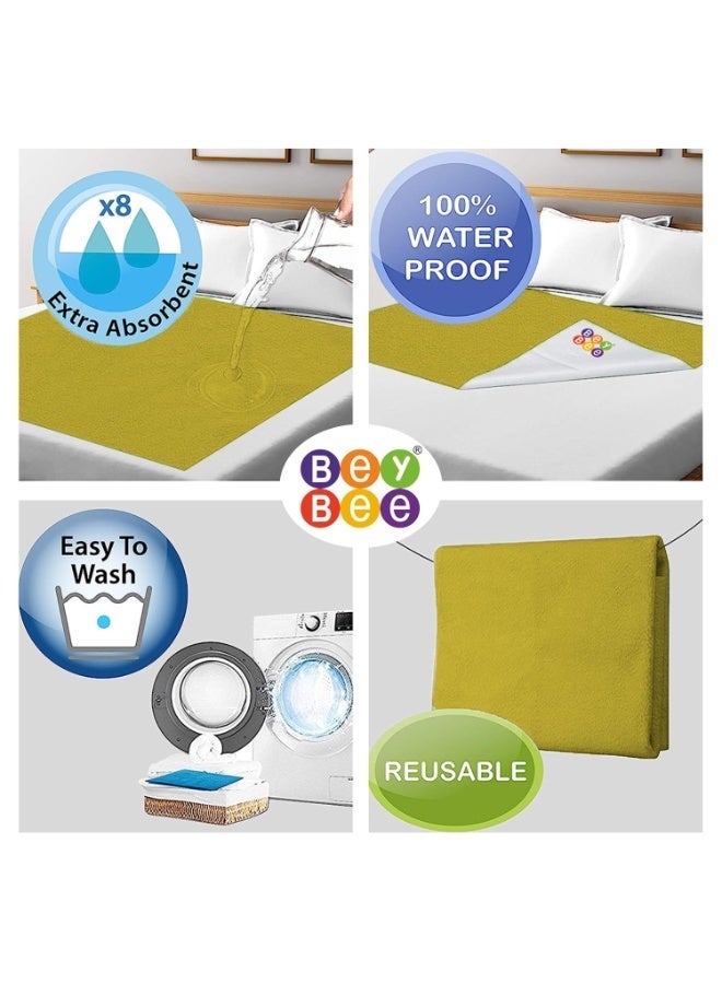 Bey Bee BeyBee Non-Toxic Quick Dry Sheet for New Born Baby|Anti-Piling Soft Fleece Bed Protector|Waterproof Extra Absorbent Mattress Protector  (Gold, Small) - Image 2