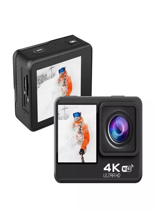 AUSHA® 4K Action Camera 60fps with Anti-Shake EIS Stabilization, 24MP Photo Resolution, 4X Digital Zoom, Remote Control, WiFi, Dual Touch Screen for Travelling,Diving,Vlogging - Image 1