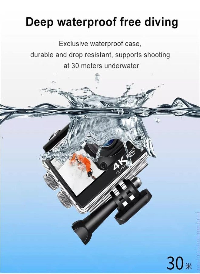 AUSHA® 4K Action Camera 60fps with Anti-Shake EIS Stabilization, 24MP Photo Resolution, 4X Digital Zoom, Remote Control, WiFi, Dual Touch Screen for Travelling,Diving,Vlogging - Image 3