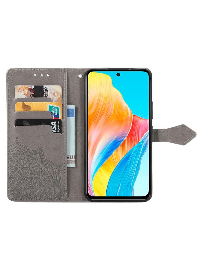 إيروريكس جراب هاتف OPPO A98 من الجلد المنقوش بزهرة ماندالا - Image 3