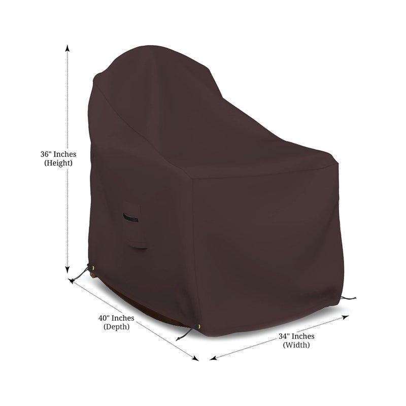 Covers & all Adirondack Chair Cover, 12 Oz Waterproof UV & Weather Resistant All Season Protector, Outdoor Furniture Cover with Air Vent & Drawstrings (34" W x 40" D x 36" H, Coffee) - Image 2