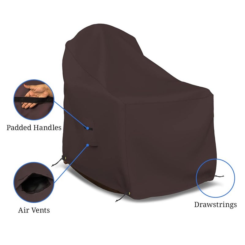 Covers & all Adirondack Chair Cover, 12 Oz Waterproof UV & Weather Resistant All Season Protector, Outdoor Furniture Cover with Air Vent & Drawstrings (34" W x 40" D x 36" H, Coffee) - Image 4
