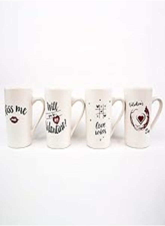 Generic - Generic Porcelain Nescafe and Ceramic Coffee Cups 4-Pieces Set, Large, Multicolor - Image 1
