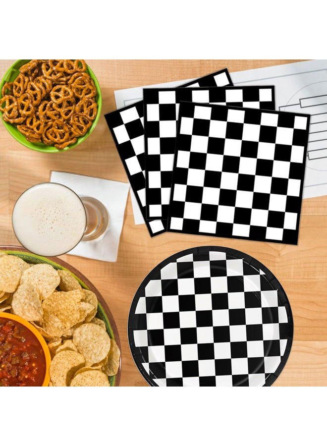 Oigco 60 PCS Race Car Birthday Party Decorations, Checkered Flag Plates and Napkins for Cars Birthday Decorations, Serves 20 - Image 4