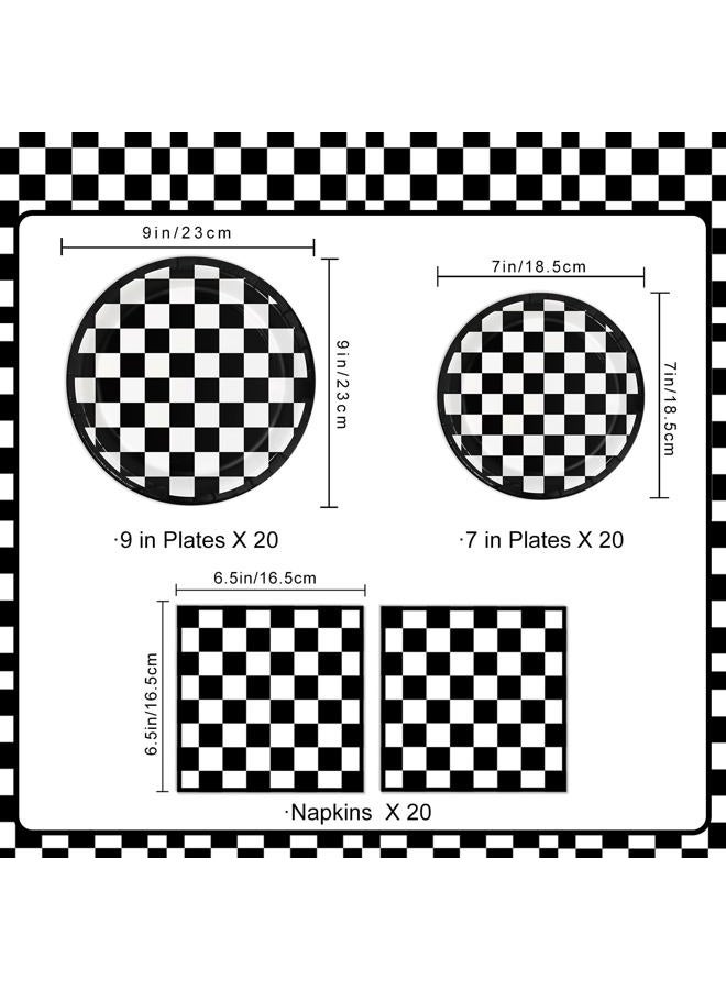 Oigco 60 PCS Race Car Birthday Party Decorations, Checkered Flag Plates and Napkins for Cars Birthday Decorations, Serves 20 - Image 2