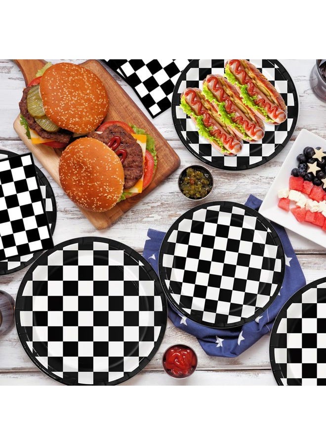Oigco 60 PCS Race Car Birthday Party Decorations, Checkered Flag Plates and Napkins for Cars Birthday Decorations, Serves 20 - Image 3